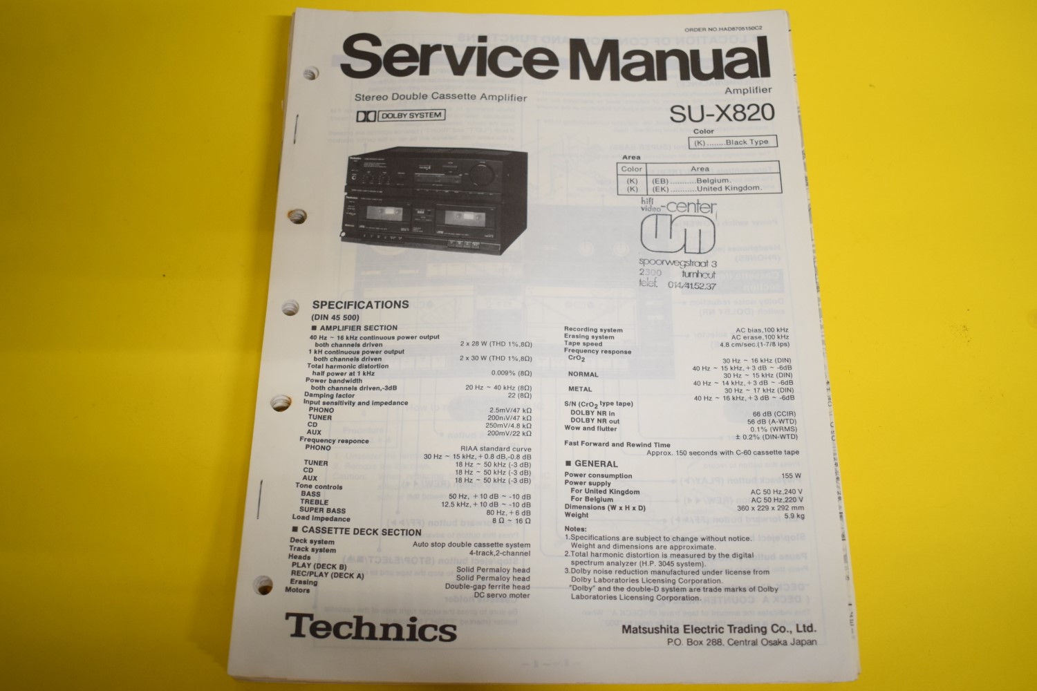 Technics SU-X820 Amplifier Service Manual  			